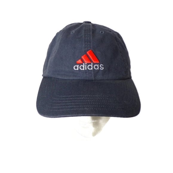 Adidas Adjustable Baseball Cap Unisex with Navy Blue and Orange Logo 2846 - Picture 1 of 7
